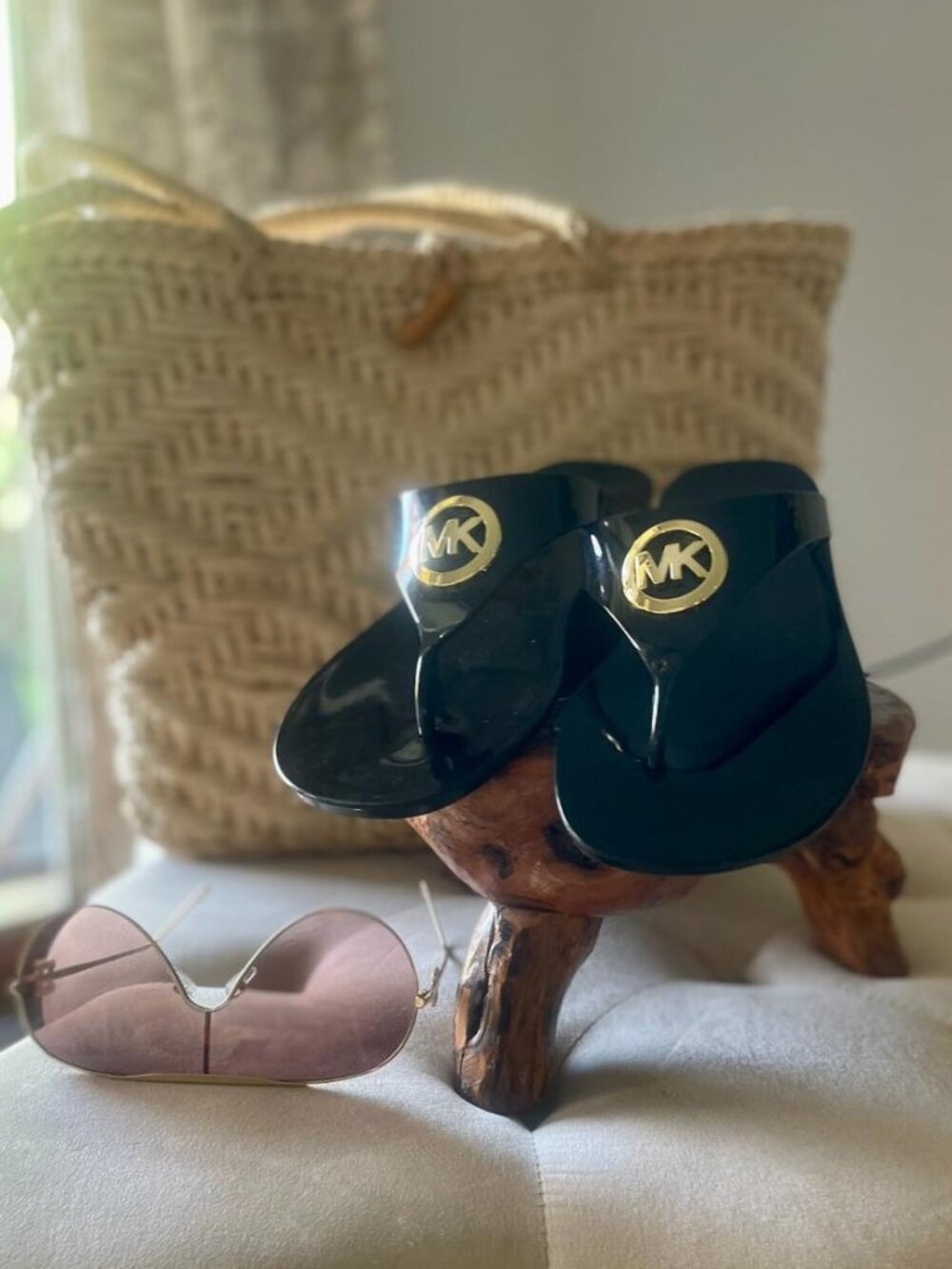 Micheal Kors Lillie Jelly Sandals-Glossy Black-Size 10